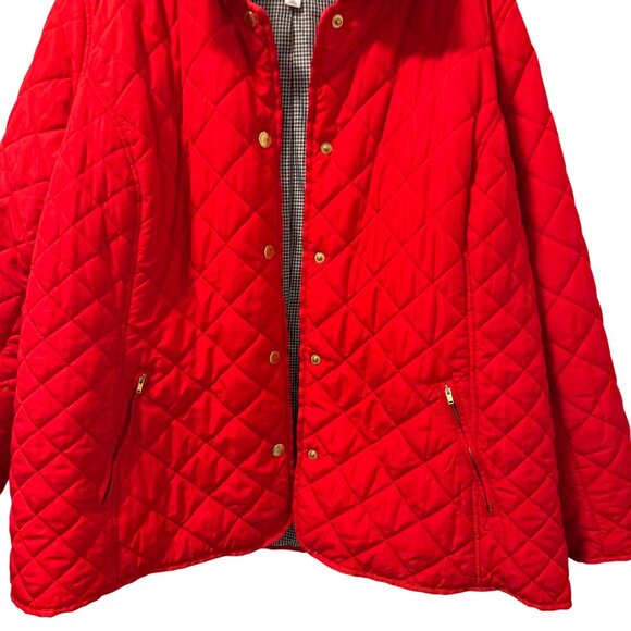 Crown & Ivy Red Quilted Jacket Sz 3X With Gold Zippers & Snaps Jacket - Picture 3 of 12